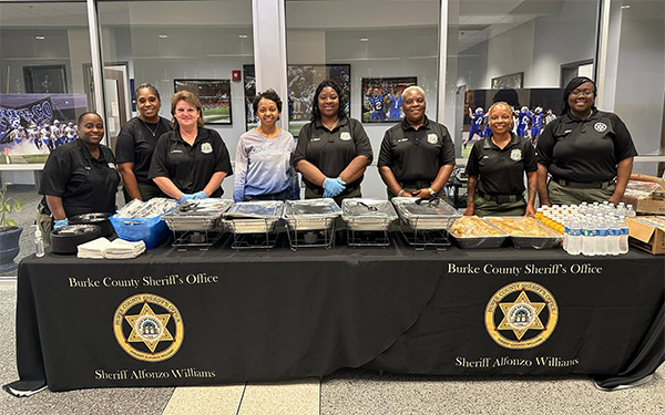 Officers feeding the community
